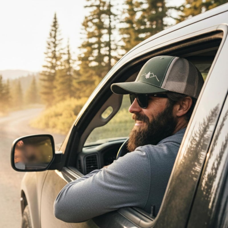 Lindo Trucker Hat [ Great Outdoors Design ] for Men and Women: Mid Profile Cap with Breathable Mesh Back and Adjustable Snap - Image 3